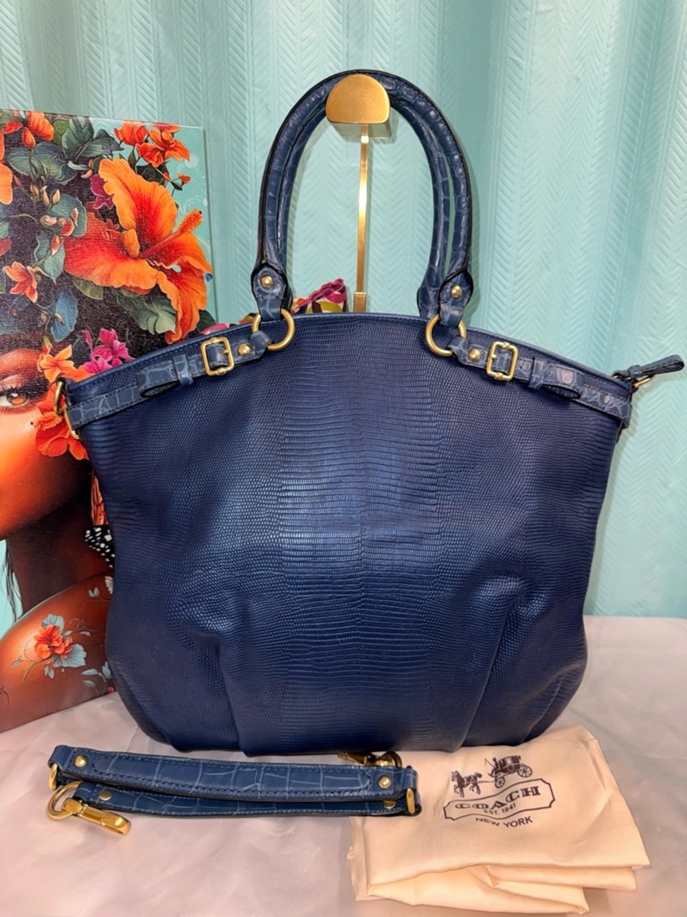 NWOT - Coach Madison Lindsey “Embossed Exotic Pocket” Satchel - FULL SET - Picture 8 of 11